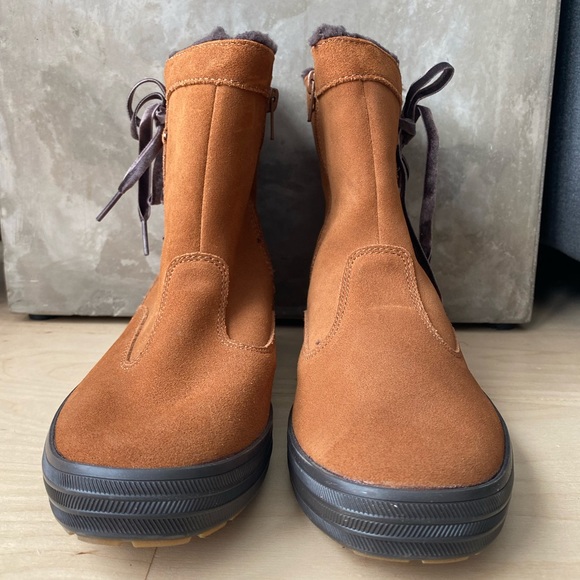 Keds Brown Suede High Top Velvet Tie Zip Up Boots - Picture 5 of 10